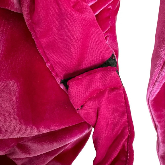 ZARA Pink Velvet Bodysuit Asymmetric Neck Long Sleeve Magenta Pink Size S - Picture 9 of 15